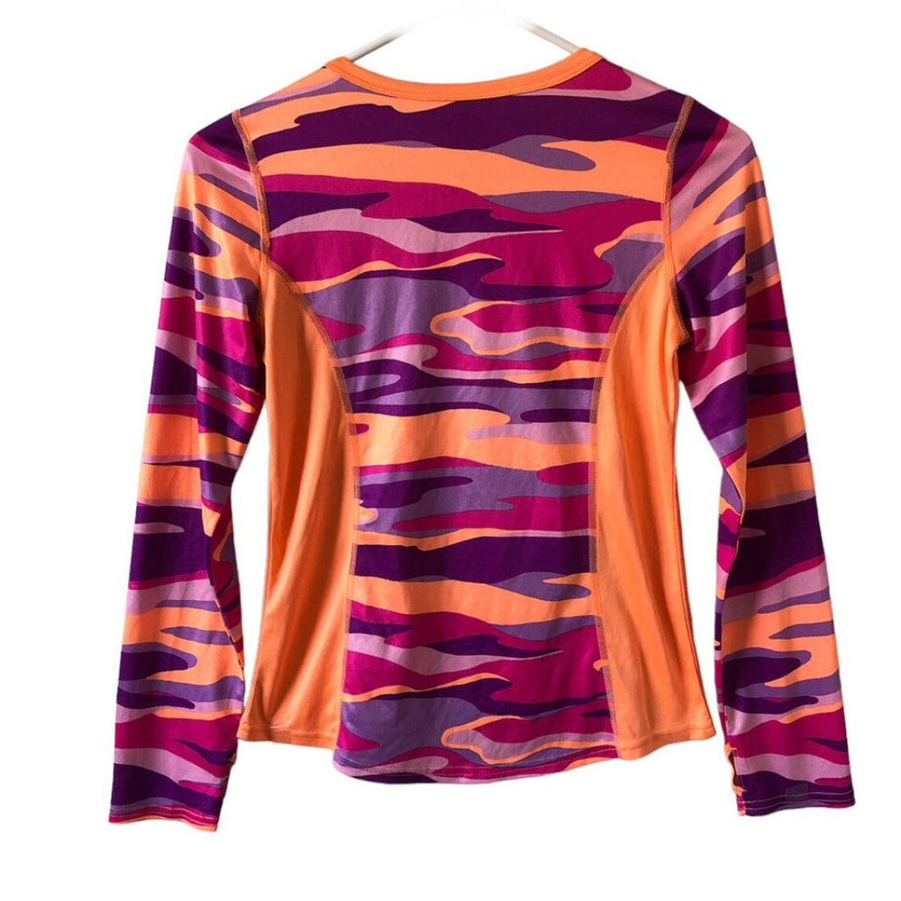 Danskin Now Drimore Girls Semi-Fitted Active Wear Top Orange Camo Size Large - Picture 7 of 8